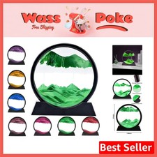 Round 3D Sand Art Display - Calming Green Liquid Motion for Stress Relief