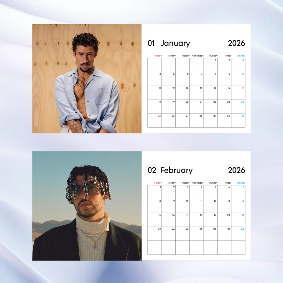Bad Bunny 2026 Wall Calendar, Stylish Music Star Photo Collection - Image 2 of 4
