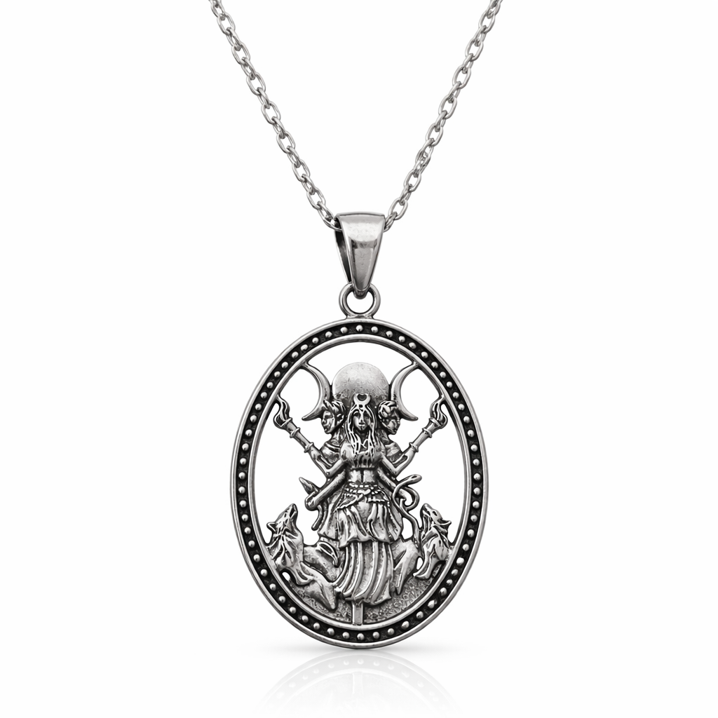 Hecate Triple Goddess Necklace 925 Sterling Silver Wiccan Pagan Pendant Boxed