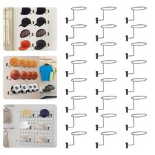 24Pcs Hat Rack Organizer Baseball Holder Gridwall Hooks Stand Wall Hat Hanger