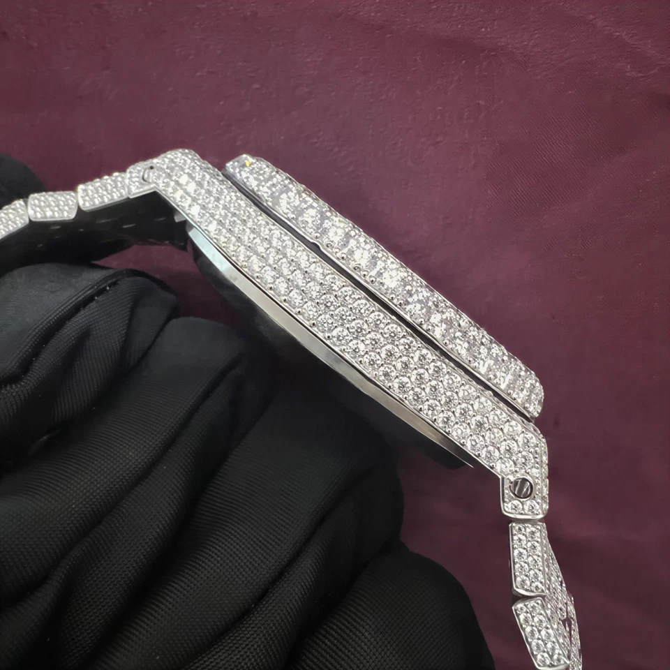 Men’s Custom Luxury 41mm Moissanite Stainless Steel Watch – Hip Hop Style - Image 3 of 4