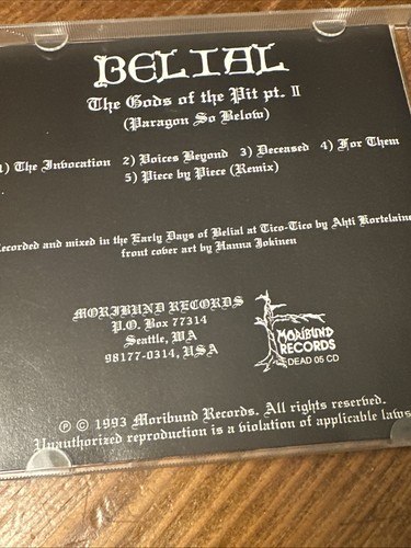 Belial: The Gods Of The Pit Pt. II - Paragon So Below CD 2002 Heavy Metal - Picture 5 of 7