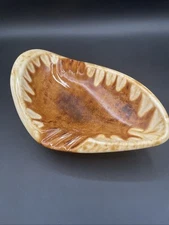 Vintage 60s Glazed Ceramic Ashtray American Brown/Cream Mid Century Modern MCM