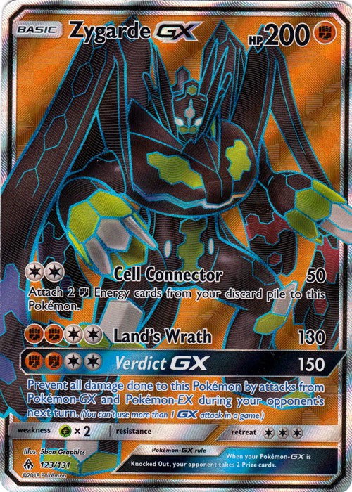 NM-Mint Zygarde GX - 123/131 - Full Art Ultra Rare Pokemon Forbidden Light