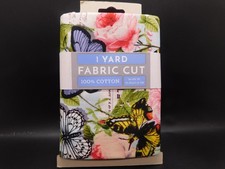 David Textiles 1 yard fabric cut 100 cotton 36 x 44" Butterflies and flowers