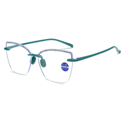 Frauen Cat Eye randlose Anti-Blaulicht-Lesebrille Presbyopic Readers