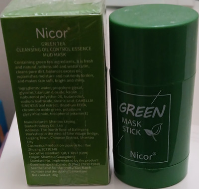 Nicor Green Mask Stick Green Tea Mud Mask Stick Cleansing Oil Control 40g