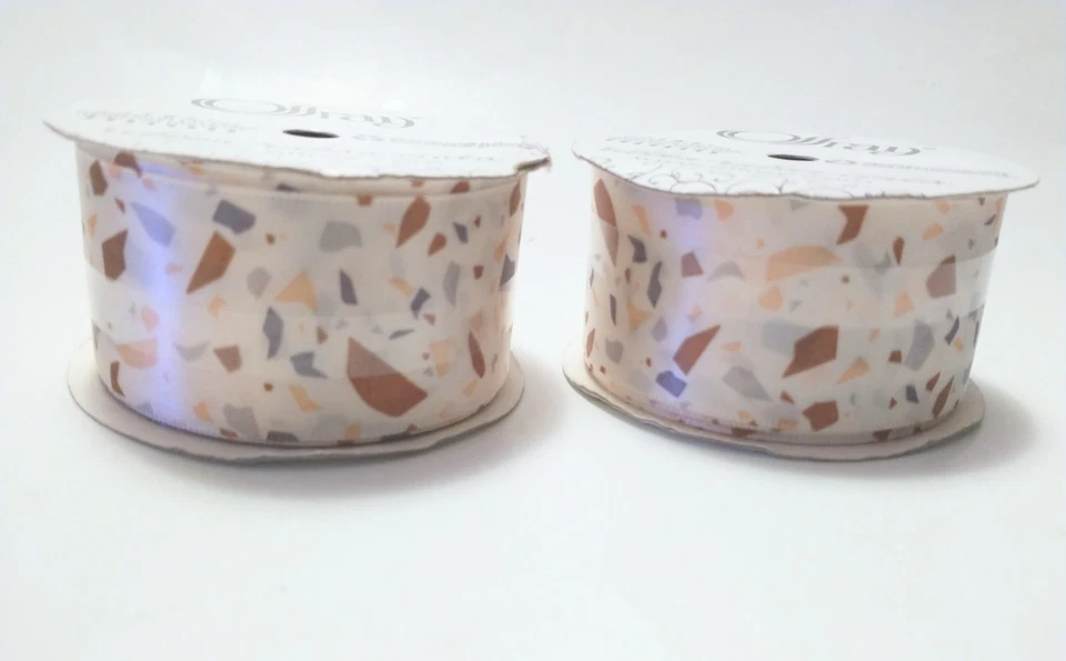 Fita de cetim Offray 1,5" x 9' terrazzo neutro face única lote de 2 - Imagem 4 de 4