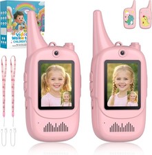 2 Pack Kids Video Walkie Talkies, Rechargeable with Protective Case
