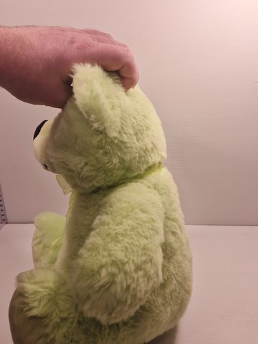 Elka Green Teddy Bear with Bow Plush Soft Cuddly Stuffed Toy 33cm Collectible - Picture 4 of 7