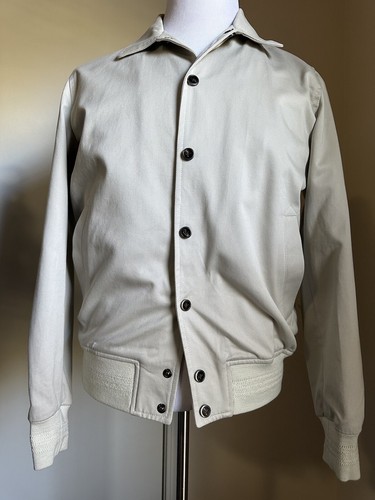 New $2500 Isaia Men’s 2 Ply Varsity Bomber Jacket Cream 44R US/54R Eu Italy - Picture 2 of 12