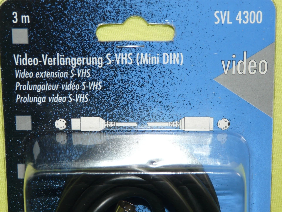 SCHWAIGER Video-Verlängerung S-VHS Hi 8 (Mini DIN) * 3 m * SVL 4300 * NEU + OVP! - Bild 2 von 4