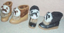 2 pair girls faux fur lined winter Kitten boots ,Eur  37  , US  5 