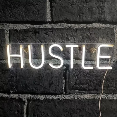 Neon LED Schild HUSTLE Licht Wand Deko Lampe Schriftzug Büro Setup Motivation