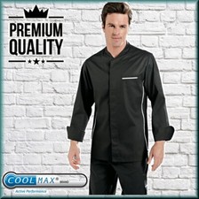 Mens Black Chef Jacket Bragard Mover Coat Coolmax Uniform Kitchen Long Sleeves