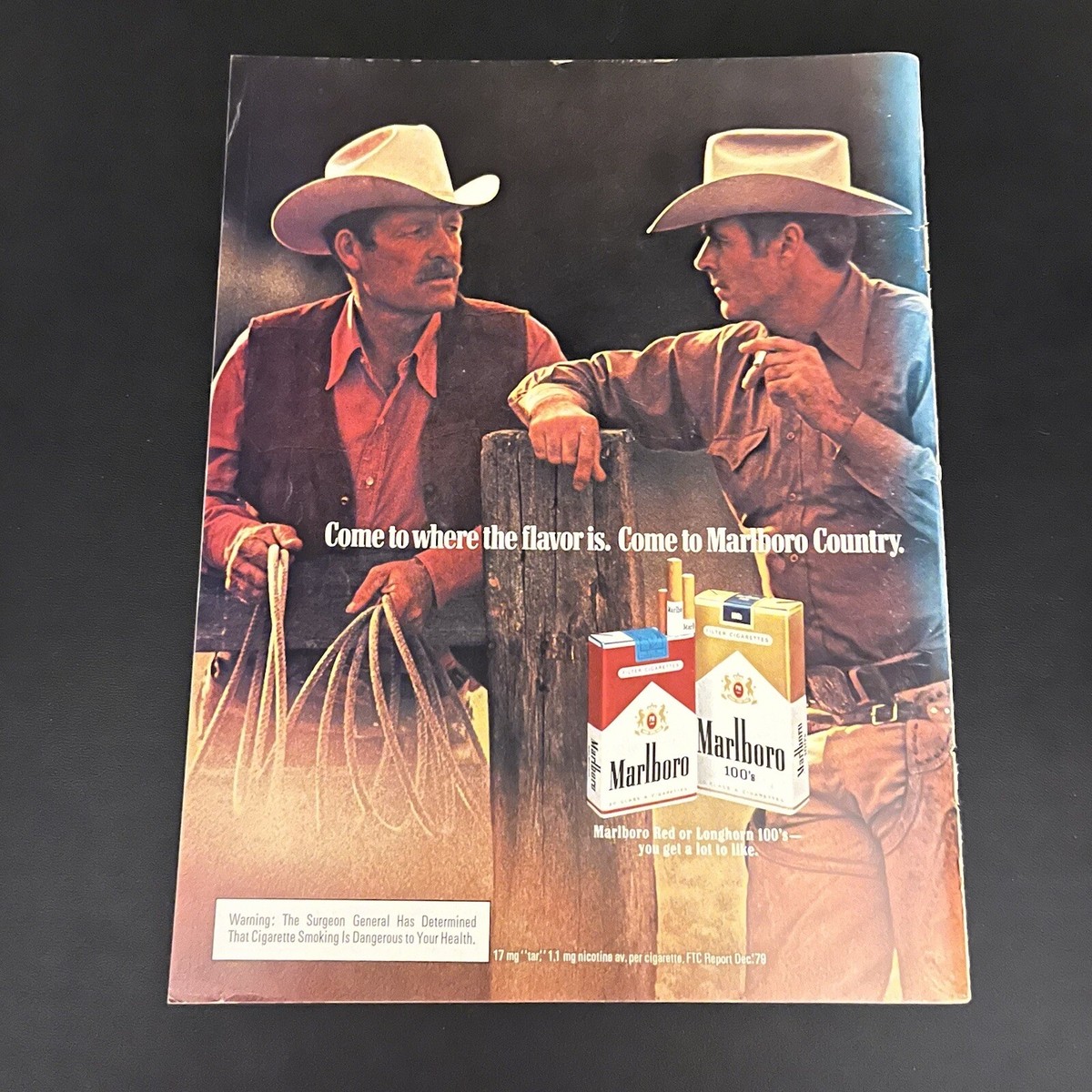 1980 Marlboro Cigarette Man Cowboy Cowboys Print Ad Richard Prince Original  Red