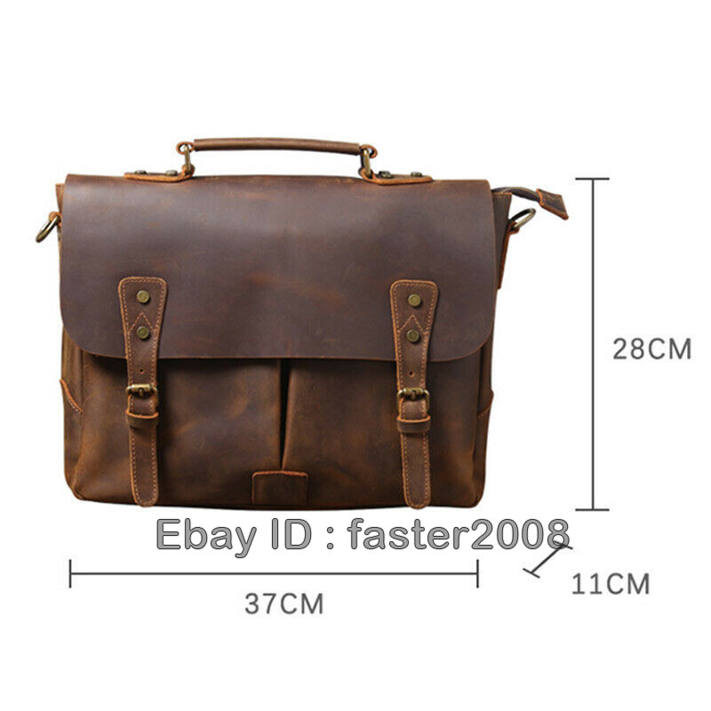 Crazy Horse Leather Messenger Bag Men Portable Briefcase Shoulder Computer Bag