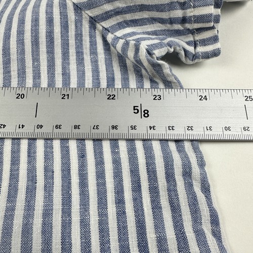 Tahari Linen Short Sleeve Top sz XL Navy White Stripes Pocket Beachy Relaxed - Picture 5 of 8