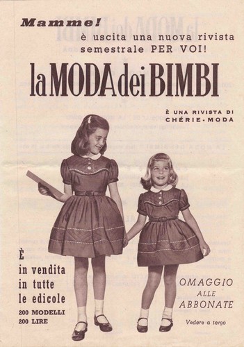 DEPLIANT PUBBLICITARIO CHERIE MODA + LA MODA DEI BIMBI ANNI '50