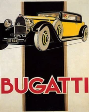 POSTER BUGATTI AUTOMOBILE LUXURY YELLOW CAR VINTAGE REPRO FREE S/H