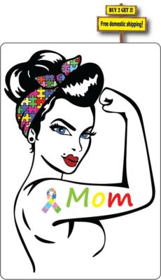 Autism Awareness Mom Power Mom Autistic Spectrum Decal Sticker 5.0 x 3.4'' p432