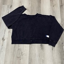 Women's M Arizona Jean Co Cropped Black Acid Wash Crew Neck Sweatshirt
