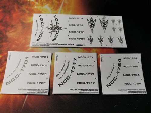 USS ENTERPRISE XL - CUSTOM DECALS Star Trek Discovery EAGLEMOSS - NO MODEL - Foto 2 di 6