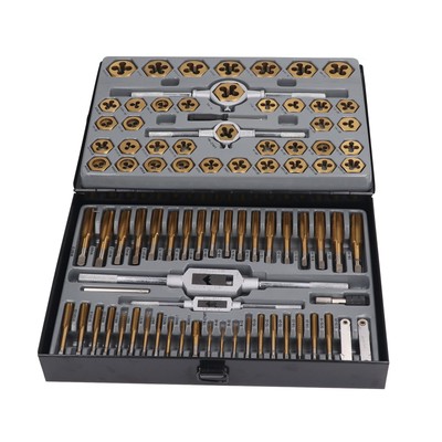 86PCS Tap Die Set Titanium Plated Carbide Essential Threading Rethreading Tools