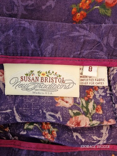 Gonna donna vintage Susan Bristol nuove tradizioni linea A 8 viola rayon floreale - Foto 13 di 16