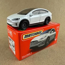 Matchbox Power Grabs Tesla Model X White 59/100 2022 1:64 Diecast Mattel Car