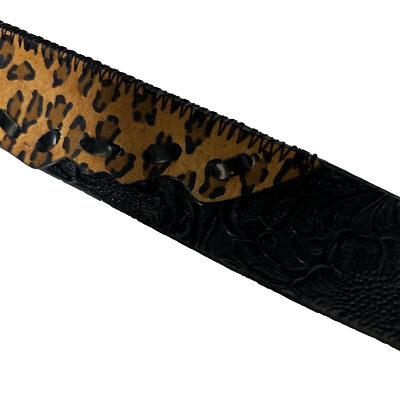 Chico\'s Leopard Print Furry Leather Belt with Black Trim EUC M or 38” Chico main image 4
