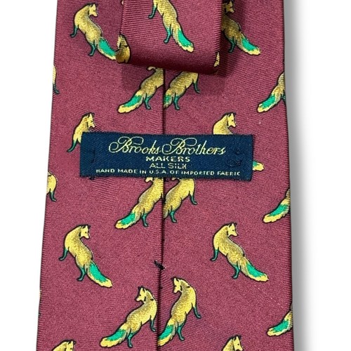 Vintage Brooks Brothers Silk Tie Mens Made in USA Maroon Fox 56” - Picture 8 of 10