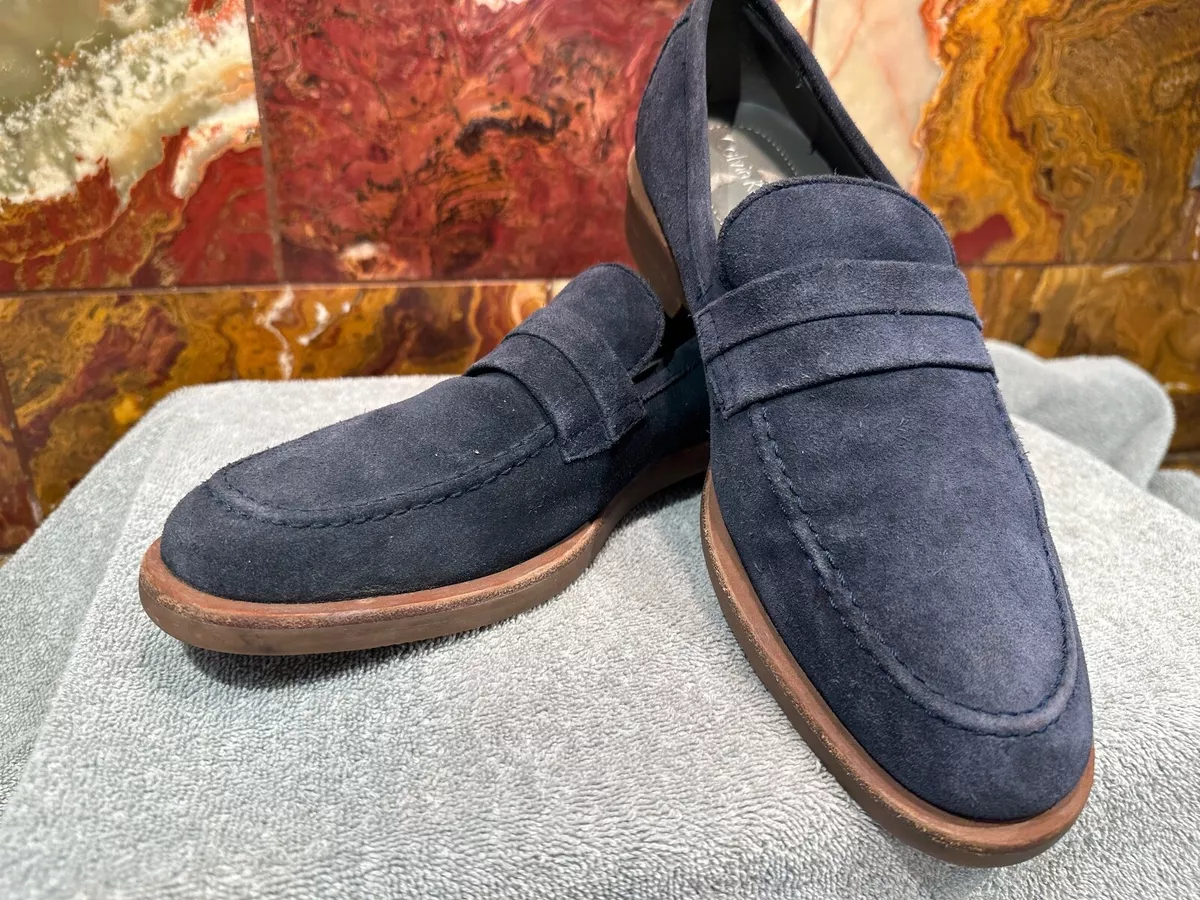 Calvin klein blue suede loafers sale