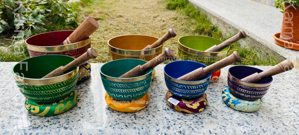 SALE 7 Chakra Healing Singing Bowl Set of 7 Colors Tibetan Sound ...