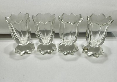 Vintage Cut Crystal Tulip Glasses Set Of 4 Cordial Dessert - See Photos