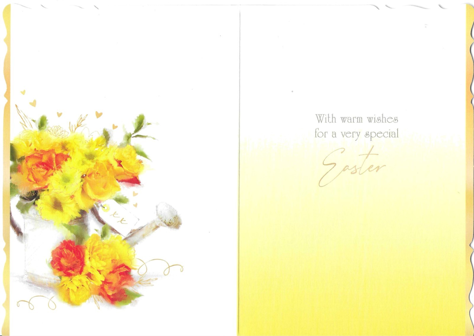 OPEN EASTER GREETING CARD 7"X 5" FLOWERS IN WATERING CAN eBay