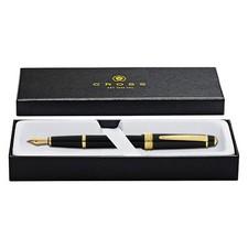 Image of Cross Bailey Fountain Pen - Black with Gold Trim & Box - Choose Nib (AT0746-9)