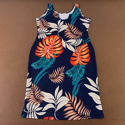 XINYUBABY Women's US Size 14 Navy Tropical Palm Sleeveless Bodycon Dress  New | eBay