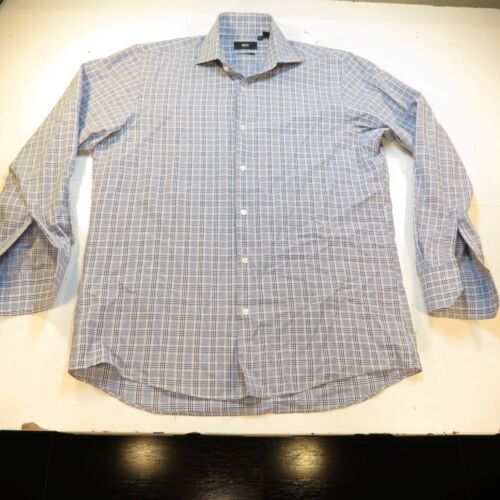 CAMISA DE VESTIR HUGO BOSS Calce Regular Botones Mes 15.5 32/33 Azul a Cuadros - Imagen 2 de 3