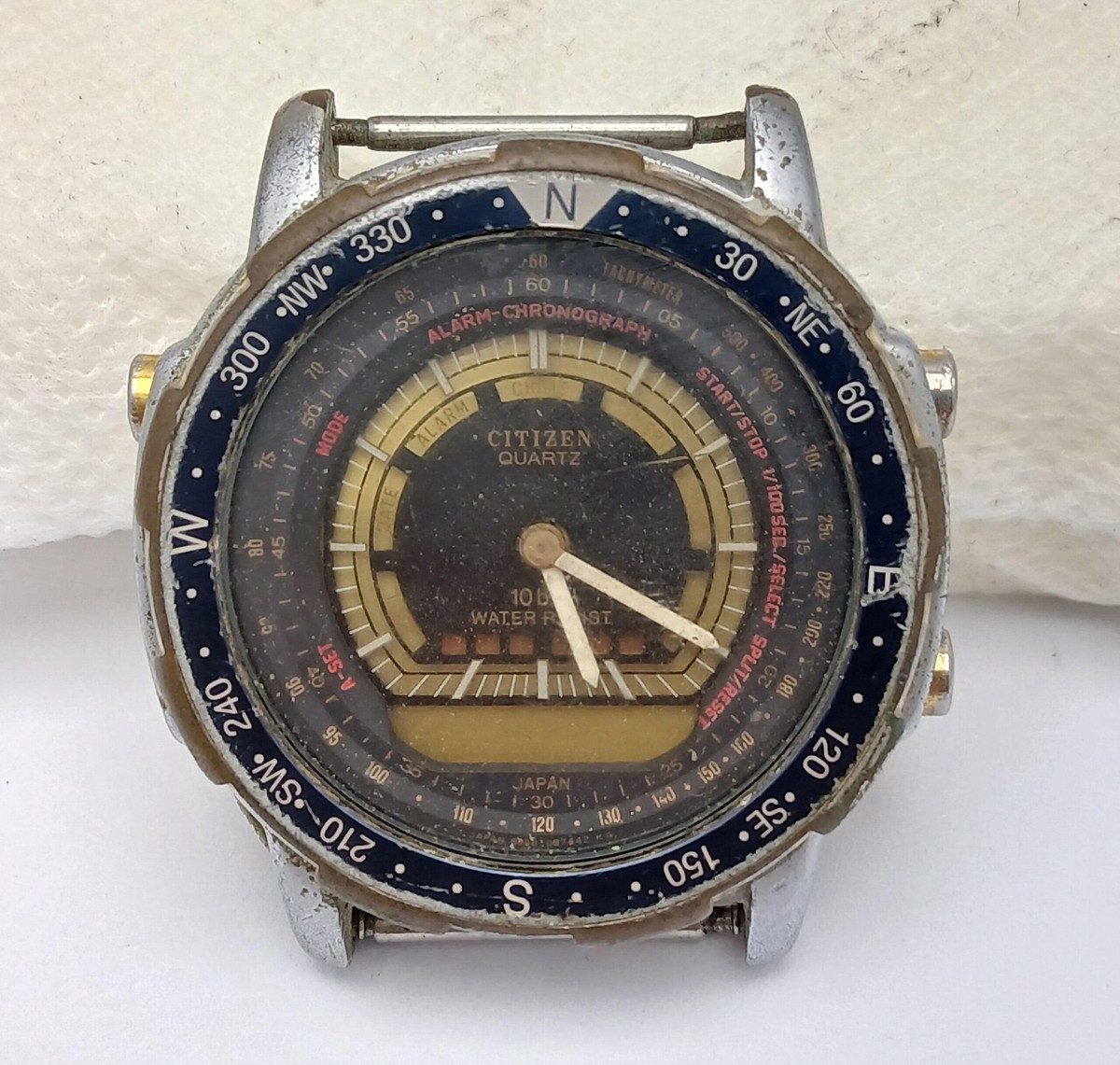 Citizen 8948-088344 Quartz Alarm Chronograph Vintage Watch For Parts