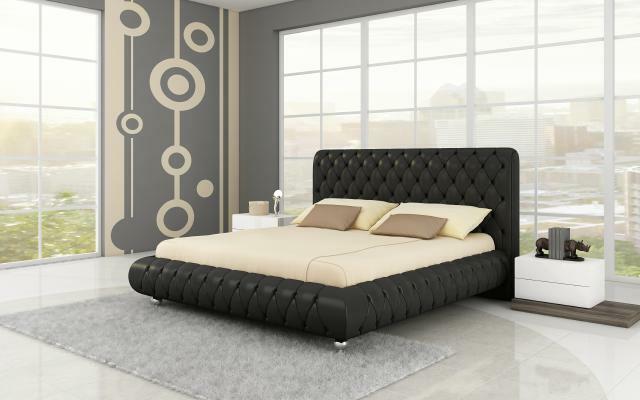 Wasserbett Bett Betten Komplett Lederbett Polsterbett mit Matratze Chesterfield