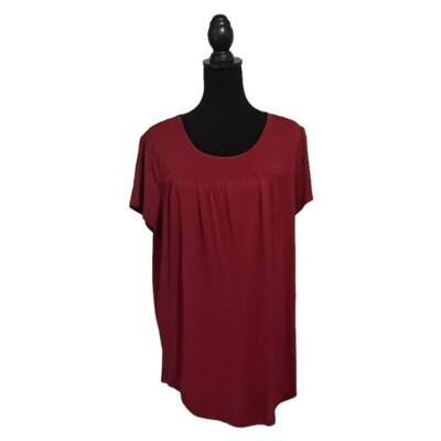 NEW Vinmatto Red Pleated Tunic Blouse Top XL Scoop Neck Casual Flowy