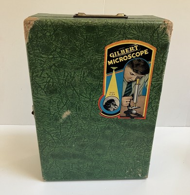 Vintage Gilbert Microscope Set 1952-Green Case RARE 14''X 10''X 5'' (PARTIAL SET)