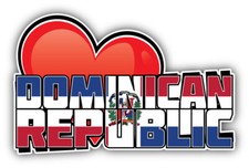 Dominican Republic Art Heart Flag Travel Slogan Car Bumper Sticker Decal
