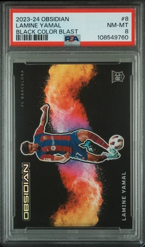 2023-24 Obsidian #8 Lamine Yamal Black Color Blast Rookie RC PSA 8 Case Hit SSP