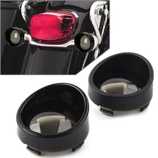 Turn Signal Light Lens Cover Bezels Visor Black W/Smoke For Harley Dyna Softail