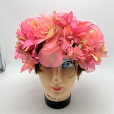 Vintage floral flower Ladies Hat Sz Large Pink Faux Floral Hat
