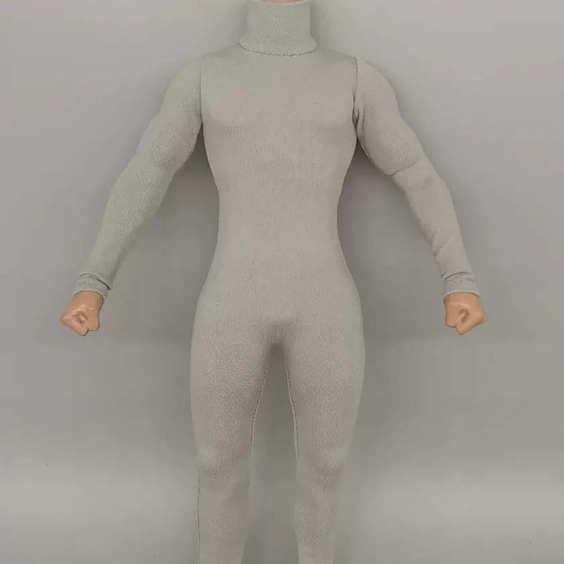 1/6 High Collar Grey Jumpsuit Tights Fit 12'' Male Muscle Action Figure