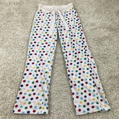 vintage aeropostale youth girls XXS pajama pants polka dot boot cut white