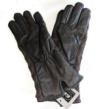 Women's Boucle Leather Palm Gloves, Brown, Small, New.